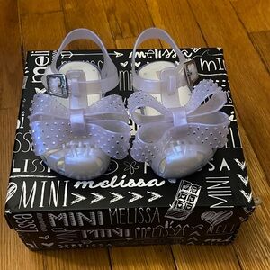 NWT-Mini Melissa Kids' White Bow Sandals